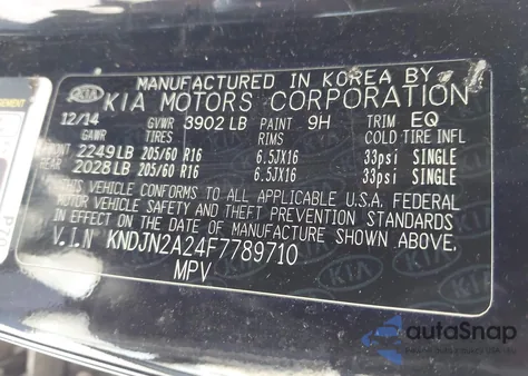2015 Kia Soul from USA, damaged, VIN KNDJN2A24F7789710